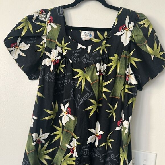 KY’s Hawaiian Floral Midi Cotton Dress XL - Picture 2 of 8